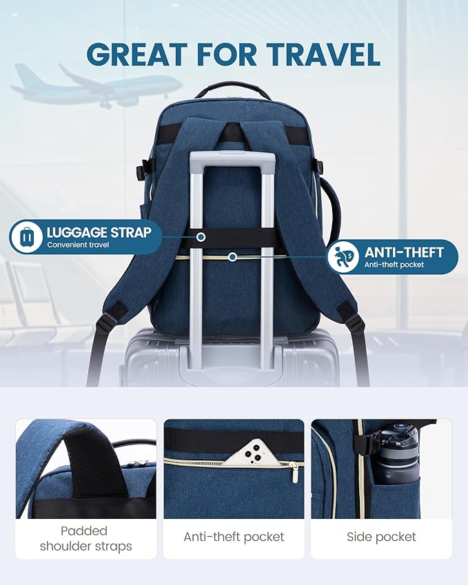 LOVEVOOK 40L Travel Backpack Flight Approved Carry on Backpack,3 Packing Cubes,Waterproof Personal Item Travel Bag,TSA Carry on Luggage Suitcase Travel Essentials,Gifts for Women & Men,fits 17" Laptop