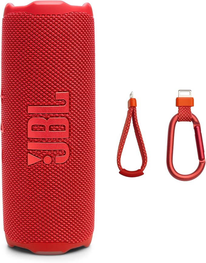JBL Flip 7 - Portable Waterproof and Drop-Proof Speaker with AI Sound Boost, 16Hrs of Playtime, and PushLock System with Interchangeable Accessories (Red)