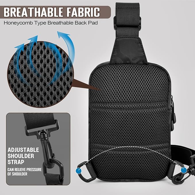 DEYACE Small Sling Bag for Men, Tactical Inspired Waterproof Utility EDC Mini Crossbody Chest Bag for Travel Work Sport