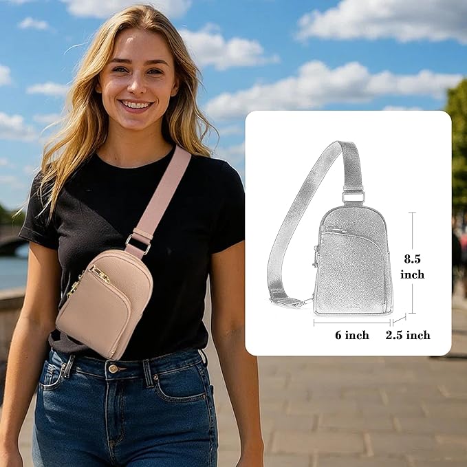 INICAT RFID Blocking Sling Bag, Anti Theft Crossbody Bag for Women Compact Travel Purses Vegan Leather