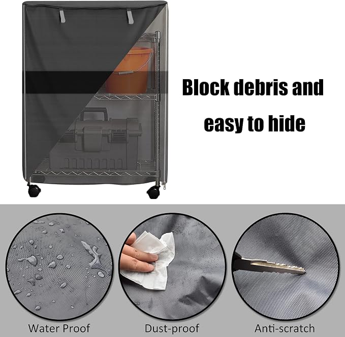 Wire Shelf Cover 36x18x54, Dustproof Storage Rack Cover with Zipper | Heavy Duty 600D Shelving Unit Cover for Garage Pantry Laundry and Indoor Organization