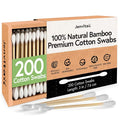 100% Bamboo Cotton Ear Swabs (200-Pack) | Double Tipped Ear Cotton Buds for Beauty & Personal Care | FSC Certified & Hypoallergenic | Suitable for All Ages & Pets | Biodegradable & Disposable