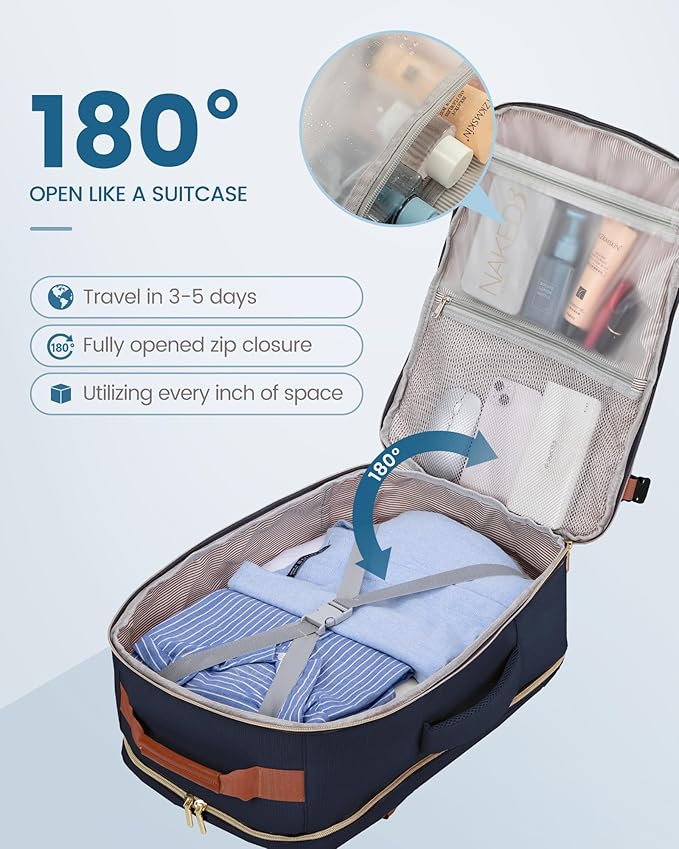 LOVEVOOK 50L Travel Backpack Flight Approved Carry on Backpack,3 Packing Cubes,Waterproof Personal Item Travel Bag,TSA Carry on Luggage Suitcase Travel Essentials,Gifts for Women & Men,fits 18" Laptop