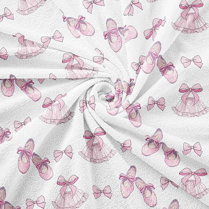 Girls Bow Couch Cover for Pets,Ribbon Bowknot Ballet Skirt Couch Covers for 2 Cushion Couch Sofa,Ballerina Toe Shoe Sofa Slipcover Kawaii Little Ballet Princess Throw Couch for Dogs,Kids,71" x 118"