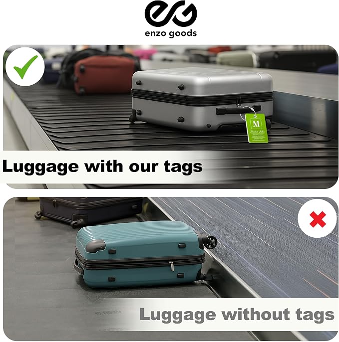 Personalized Luggage Tag | 6 Pack | Custom Luggage Tags for Suitcases | Kids Backpack Tag | 10 Color Options & Choose Font, Font Color