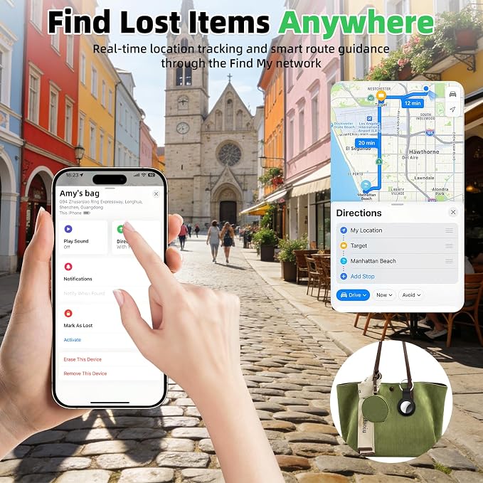 4-Pack Air Tracker Tags Compatible with Apple Find My (iOS Only), Bluetooth Tracker, Smart Keys Finder and Item Locator with Waterproof Case for Wallet Luggage Backpack (2B2W)