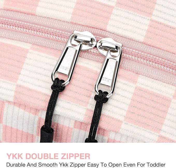 STEAMEDBUN Corduroy Kids Backpack for Girls and Boys 5-8: Girls Backpack for Elementary Kindergarten - 15 inch Cute Backpacks for Kids - Checkerboard
