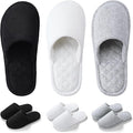 3 Pairs Closed-Toe Cotton Terry House Slippers, Comfortable Washable Indoor Slippers for Women, Portable Foldable for Guest, Travel, Hotel and Spa