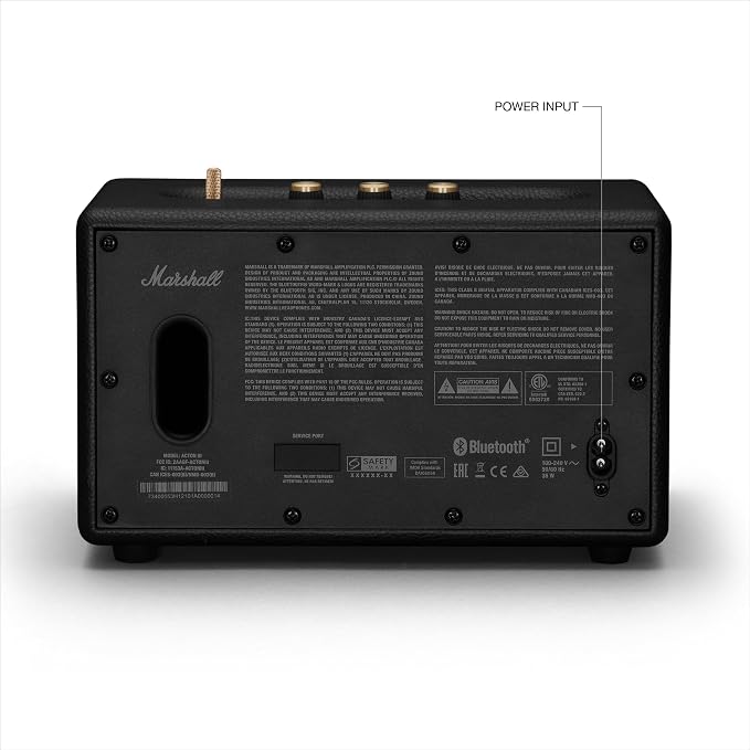Marshall Acton III Bluetooth Home Speaker - Loud Stereo Sound with Bass and Treble Controls | Plug-in Powered | 3.5mm Aux Input - Black