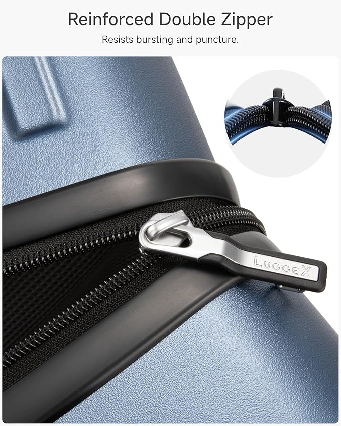 LUGGEX 2-Piece Luggage Set (20+28 Inch), 100% PC Hard Shell Suitcases with 360° Spinner Wheels & TSA Locks, Airline Approved Carry-On & Checked Baggage (Black, 2 Piece Sets)