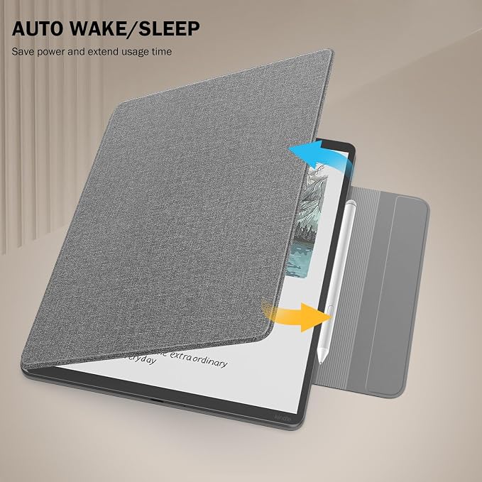 MoKo Magnetic Case for All-New 11" Kindle Scribe 2025(3rd Generation) & Kindle Scribe Colorsoft 2025(1st Generation) - Slim Folio Premium PU Leather Cover with Pen Clasp & Auto Sleep Wake, Denim Gray