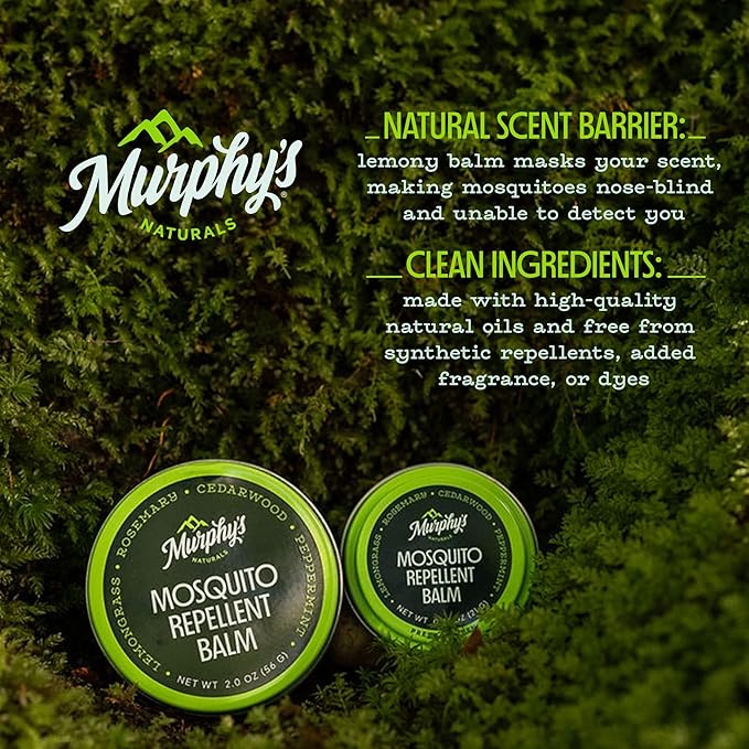 Murphy's Naturals Mosquito Repellent Balm for Outdoor Patio, Hiking, Camping, Plant-Based with Cedarwood, Lemongrass & Rosemary, 0.75 oz
