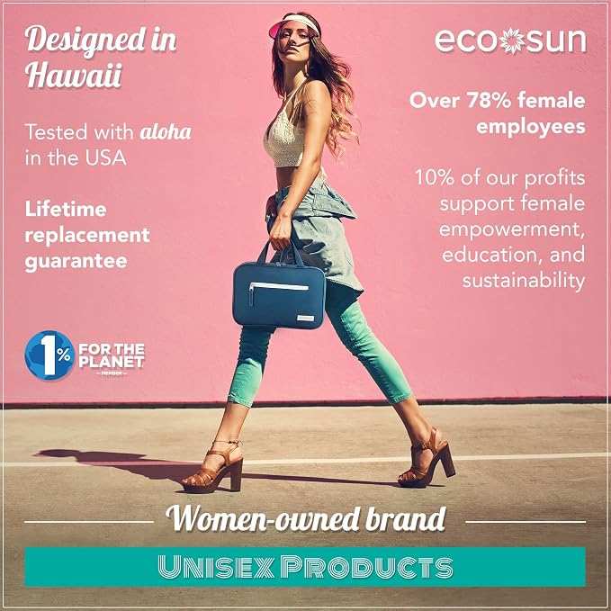 Eco Sun Hanging Travel Toiletry Bag — Designed in Hawaii — Water-Resistant Travel Organizer for Bathroom Accessories (Blue)
