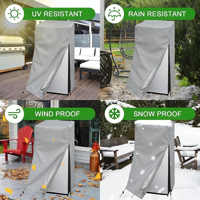 Refrigerator Cover for Most 3.0 Cu Ft Freezer, Waterproof & Dustproof Fridge Cover for Protecting Upright Freezers/Beverage Refrigerator-Grey (23"W x 23"D x 34"H)