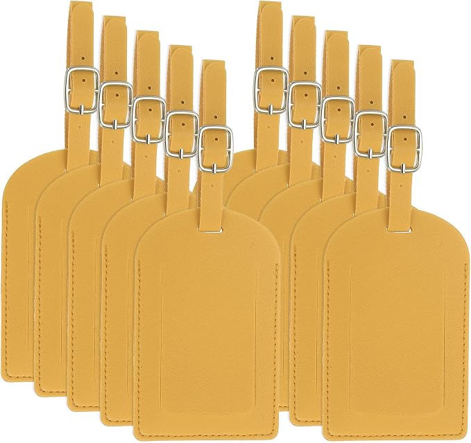 PATIKIL Leather Luggage Tag, 30 Pcs Luggage Tags Pu Bag Tags for Suitcases Airplane Travel Essentials, Yellow