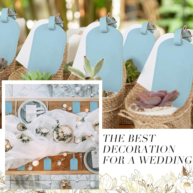 Amylove 48 Sets Leather Luggage Tags Bulk Wedding Favors Luggage Tags for Guests Bridal Gifts Wedding Bridal Shower Gift PU Leather with Name ID Card Tag for Guests