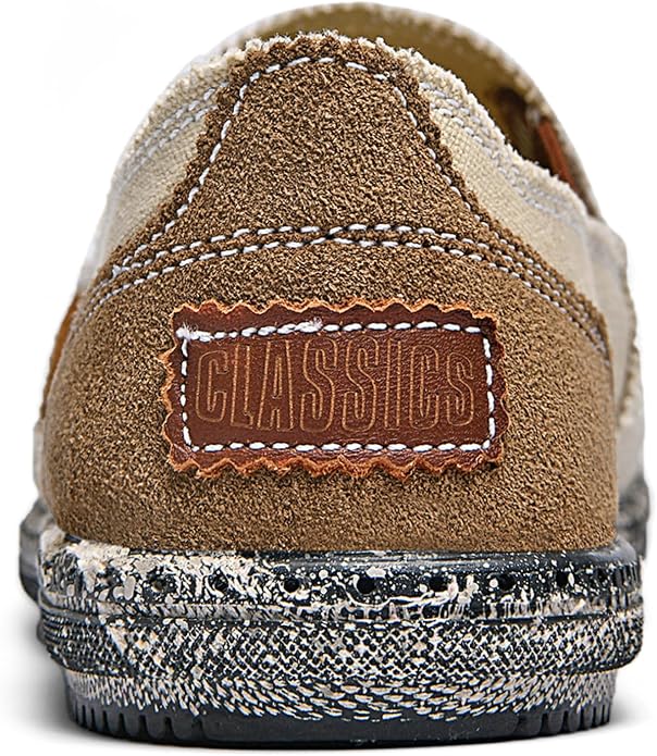 CASMAG Men's Casual Cloth Shoes Canvas Slip on Loafers Leisure Vintage Flat Boat Shoes