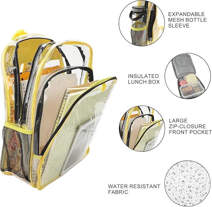 Bioworld Spongebob Squarepants Character Print 16" Clear Backpack & Lunch Kit Value Set
