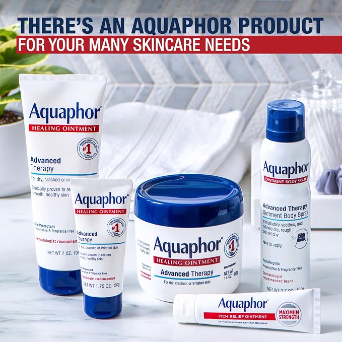 Aquaphor Healing Ointment Advanced Therapy Skin Protectant, Dry Skin Body Moisturizer, 0.35 Oz Tubes, Pack of 24