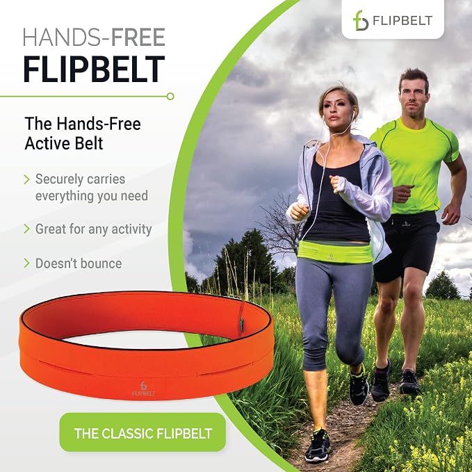 FlipBelt Classic Running Belt, Belt Bag & Fanny Pack for Men and Women - Phone Holder, Waist Pack, Running Accessories, Belt Pouch, Money Belt, USA Running Company