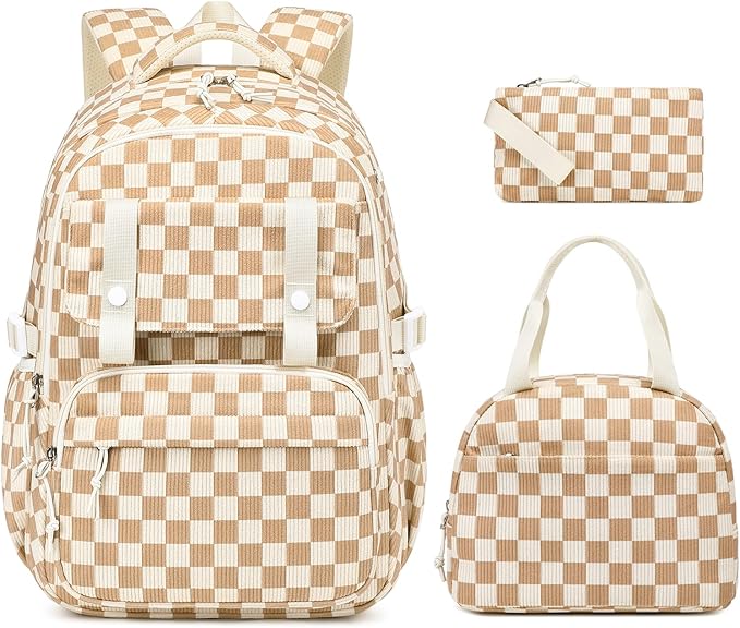 MUSEVOS Girls Backpack with Lunch Bag, Elementary Middle School Backpack, Large Capacity Kids Bookbag 3 Pcs Set