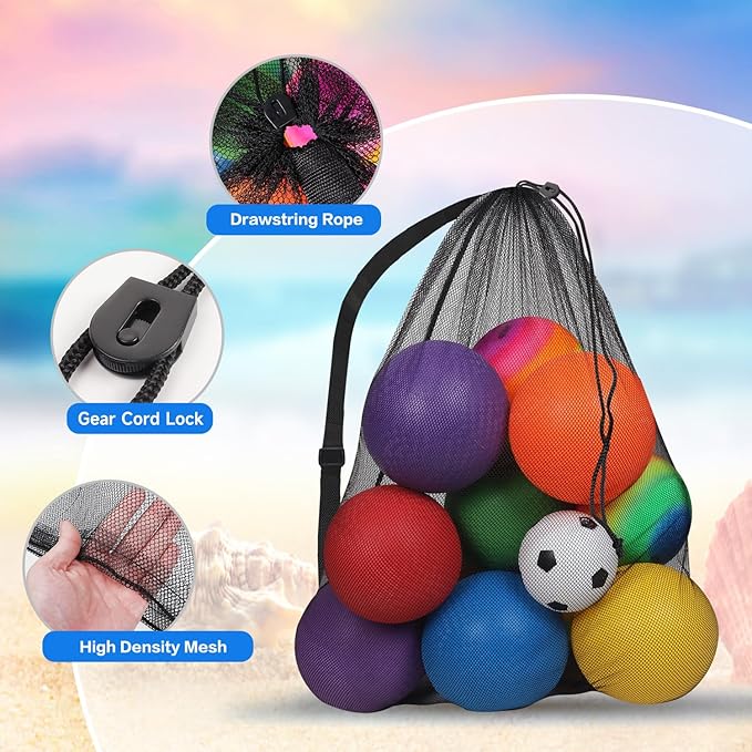 GSE Games & Sports Expert 24x36/30x40 X-Large Mesh Sports Equipment Drawstring Bag for Soccers, Basketballs, Footballs