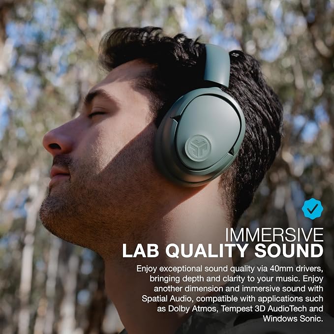 JLab, JBuds Lux ANC, Over Ear Headphones, Active Noise Cancelling, Bluetooth, Spatial Audio, Sage