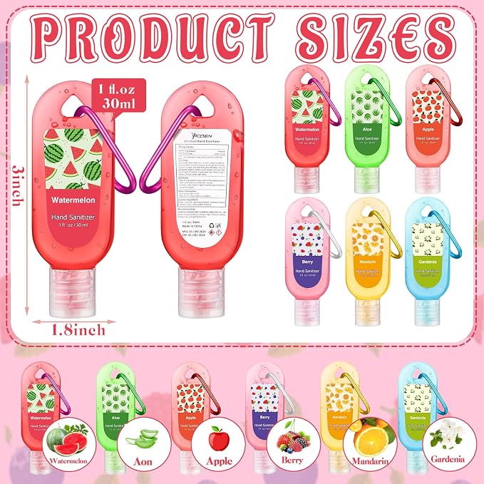 24 Pack Employee Appreciation Gift Bulk Scented Hand Sanitizers Gifts Set with Keychain Bulk Travel Size Hand Sanitizer Gel for Women Wedding Friend Coworker Nurse Birthday Gift Back to School