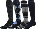 Dr. Motion 4 Pairs Men's Athletic Traveler Graduated Compression Knee High Socks