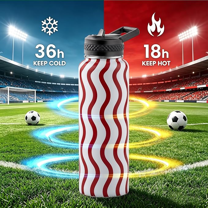 RAYMYLO 2026 Soccer Biggest Event Edition Insulated Water Bottle 40 oz, Nation Flag Design, Best Souvenir & Gift for World Soccer Lover, Vacuum Stainless Steel (Cold for 36Hrs), Leak Proof & Non-BPA