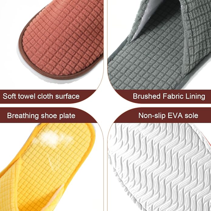 Geyoga 12 Pair House Slipper for Guest Non Slip Disposable Slipper for Travel Washable Reusable Closed Toe Hotel Bridesmaid Indoor Spa Wedding Party Shoeless Home