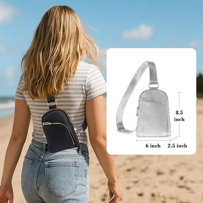 INICAT RFID Blocking Sling Bag, Anti Theft Crossbody Bag for Women Compact Travel Purses Vegan Leather