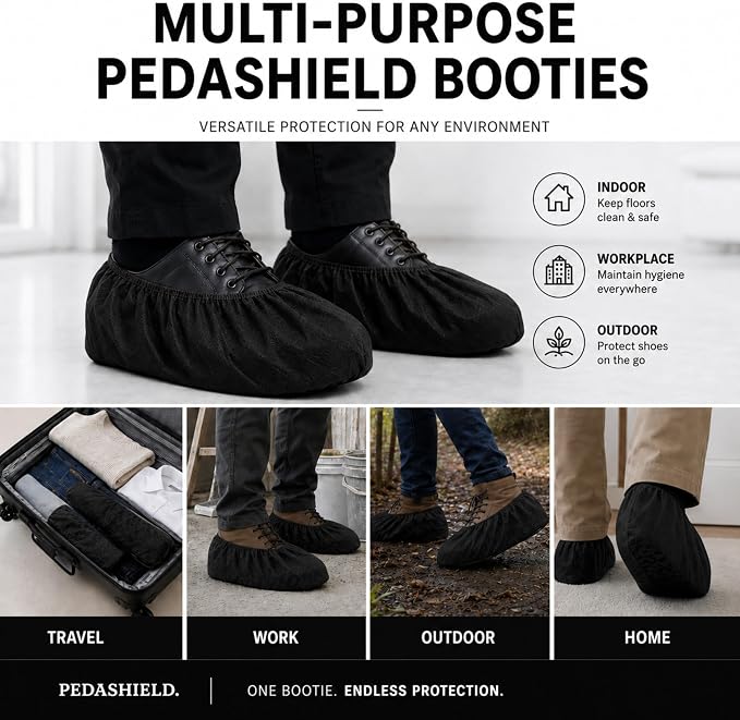 Premium XL Boot & Shoe Covers, 42 GSM Thick, Disposable, Non-Slip, Water-Resistant, Construction, Indoor & Outdoor, Fits Men's 13/Women's 15, Black, 330 Pack