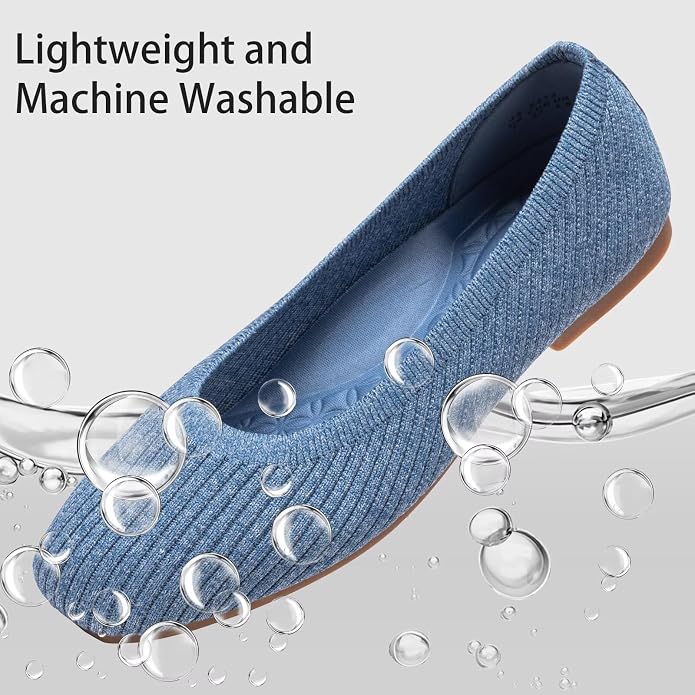 Frank Mully Women's Flats Square Toe Flats Comfortable Slip on Washable Ballet Flats Shoes for Women Dressy Work