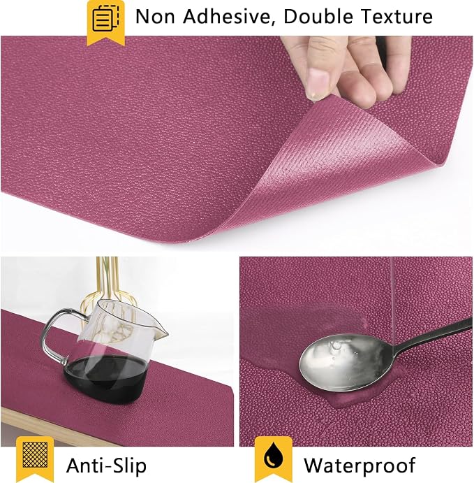 WochiTV Shelf Liner for Cabinets, Drawer Non Adhesive Non Slip Foam Mat for Kitchen, Pantry, Bathroom, Cupboard, Garage, Closet, Shelves, Drawer, Tool Box, Fuchsia 23.6 x 236 inches