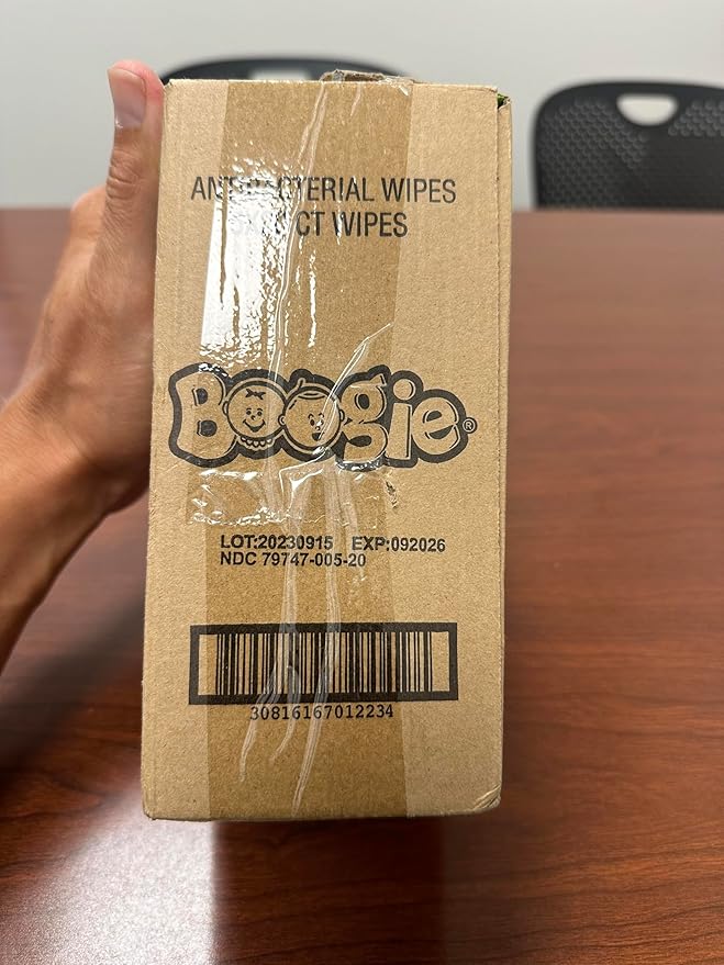 Boogie Antibacterial Hand Wipes - 100 Count - Hypoallergenic & Alcohol-Free - Travel and Diaper Bag Essential