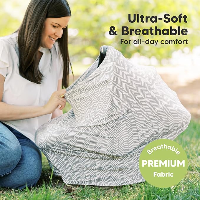 KeaBabies Nursing Cover, Breastfeeding Cover for Women - Baby Car Seat Canopy Girl, Boy, Multi-Use Baby Carseat Canopy, Breastfeeding Essentials for Nursing, Breathable,Lightweight & Soft(Herringbone)