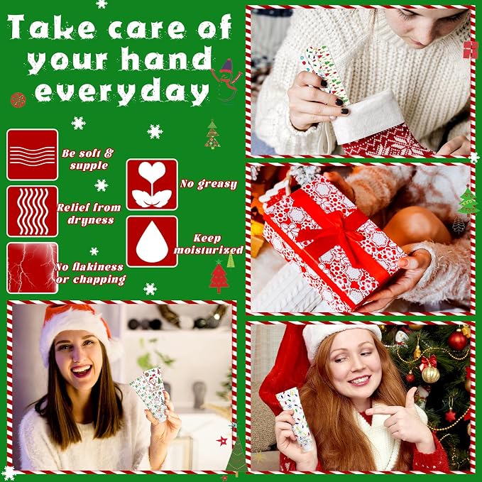 36 Sets/216 Pcs Christmas Party Favors Christmas Hand Cream Body Lotion Lip Balm Nail File Gifts Set Xmas Stocking Stuffers Travel Size Lotion Bulk Holiday Party Supplies for Coworkers Women Adults