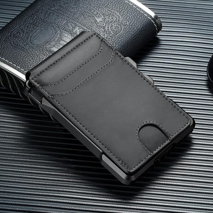 Smart Wallet For Men Slim: Rfid Minimalist Pop Up Wallets with Money Clip | Metal Bifold Front Pocket Credit Card Holder - Gifts for Husband Father at Birthday Anniversary