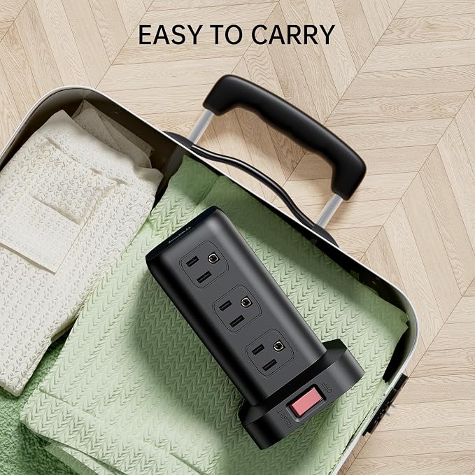 Extension Cord with Multiple Outlets, SMALLRT Surge Protector Power Strip Tower with USB Ports 12 AC Outlets, PD 20W USB C, 15FT Outlet Extender for Home Dorm, Office Supplies, Overload Protection