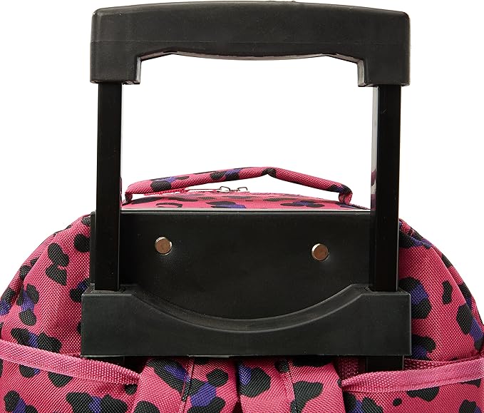 Rockland Double Handle 17" Rolling Backpack, Magenta Leopard