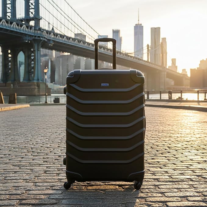 InUSA ENDURANCE Luggage with Spinner Wheels | Durable Lightweight Hardside Suitcase, Travel Bag with Handle and Trolley, 32-Inch Extra-Large Checked Luggage | Black
