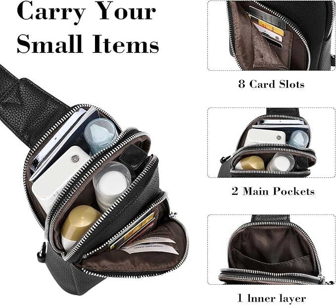 INICAT RFID Blocking Sling Bag, Anti Theft Crossbody Bag for Women Compact Travel Purses Vegan Leather