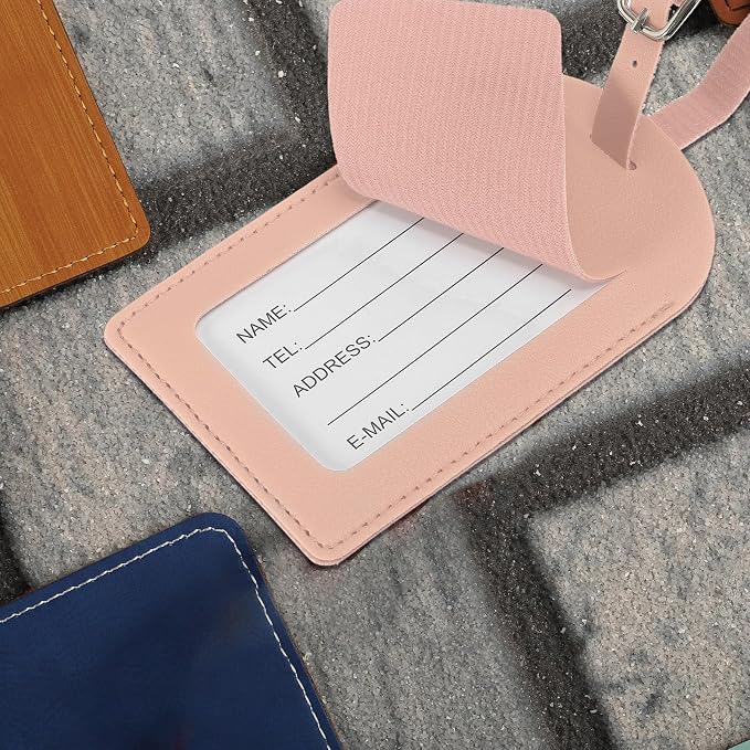 PATIKIL Leather Luggage Tag, 30 Pcs Luggage Tags Pu Bag Tags for Suitcases Airplane Travel Essentials, Pink