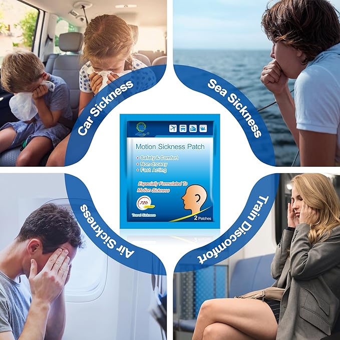 KONGDY 40 Counts Motion Sickness Patches, Sea Sickness for Cruise, Dizziness, Car Trips, Non Drowsy