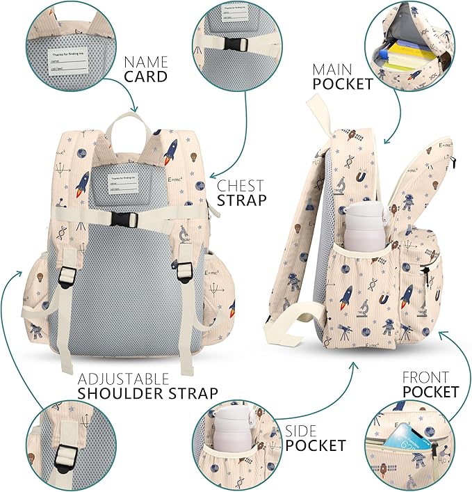 atgark Corduroy Toddler Backpack for Boys 2-5: Preschool Backpack for Boys