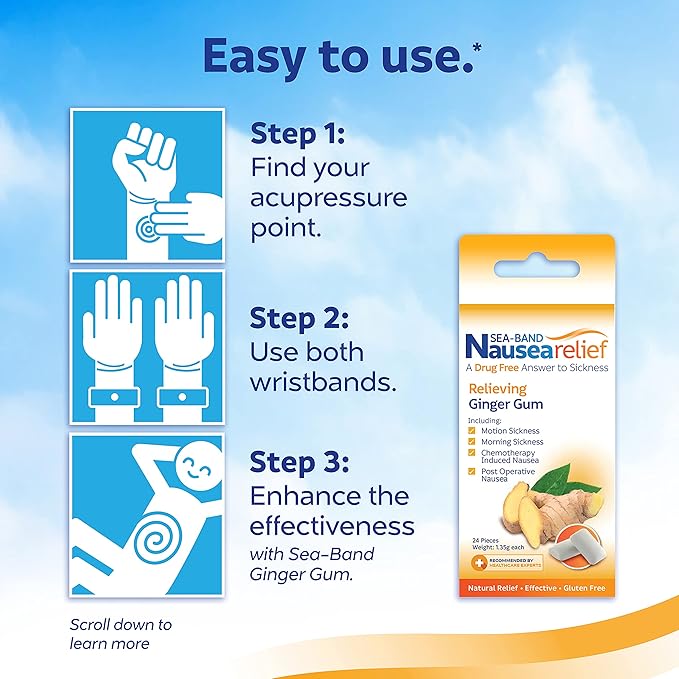 Sea-Band Anti-Nausea Acupressure Wristband for Motion & Morning Sickness, Child, Color May Vary