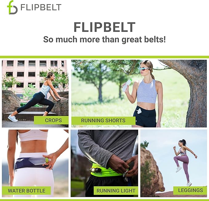 FlipBelt Lightweight Running Air Belt, Fitness and Running Fanny Pack for Women and Men, Non Chafing Waist Band Pack for Phone, Keys, Money, Moisture Wicking Storage Belt, USA Company
