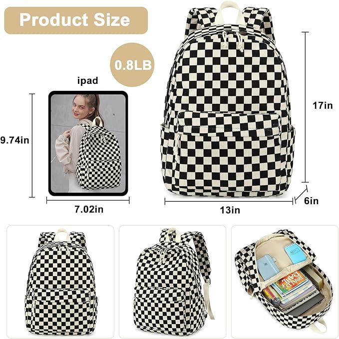 Bluboon School Backpack for Teen Girls Bookbags Elementary High School Corduroy Laptop Bags Women Travel Daypacks
