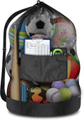 BROTOU Heavy Duty Soccer Ball Net Bag(100L Extra Large Capacity 10-12Balls), Drawstring Mesh Ball Bag with Zipper Pocket, Sports Equipment Storage Organizer Hold for Gym, Beach, Cloth, Swimming Gears